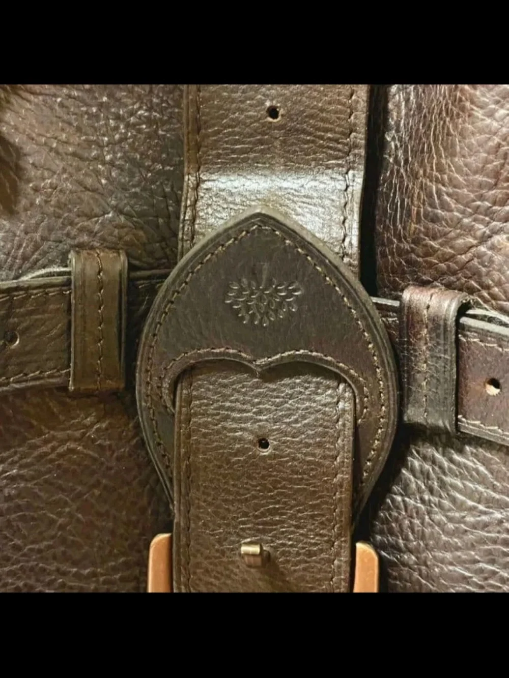 Mulberry Dark Brown Leather Shoulder Tote with Buckle Strap